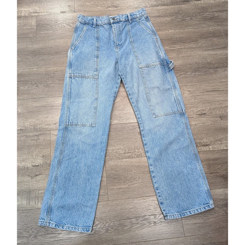 Zara Carpenter Jeans Size 4 Double Knee High Rise Straight - Picture 7 of 8